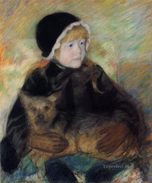 María Cassatt Painting - Elsie Cassatt sosteniendo un perro grande madres hijos Mary Cassatt